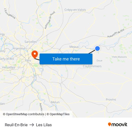 Reuil-En-Brie to Les Lilas map
