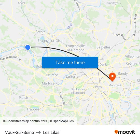 Vaux-Sur-Seine to Les Lilas map