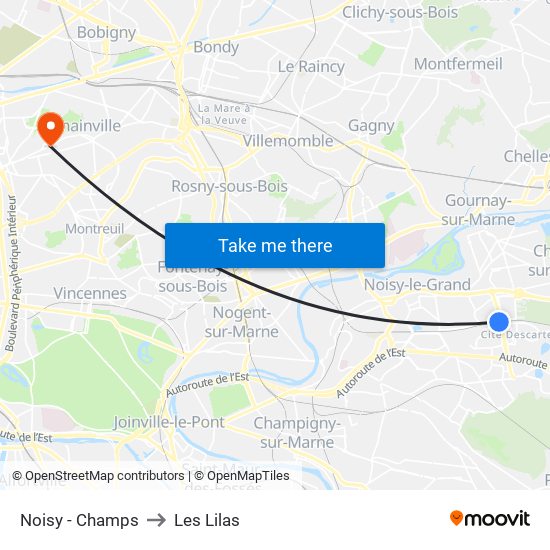 Noisy - Champs to Les Lilas map