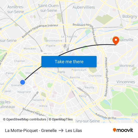 La Motte-Picquet - Grenelle to Les Lilas map