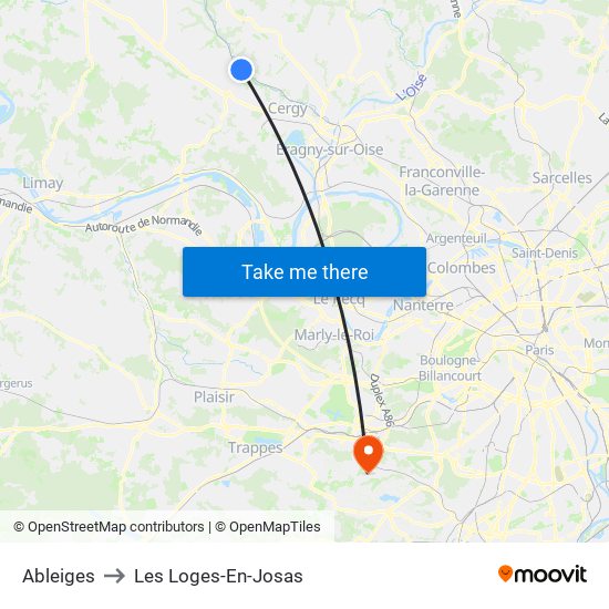 Ableiges to Les Loges-En-Josas map