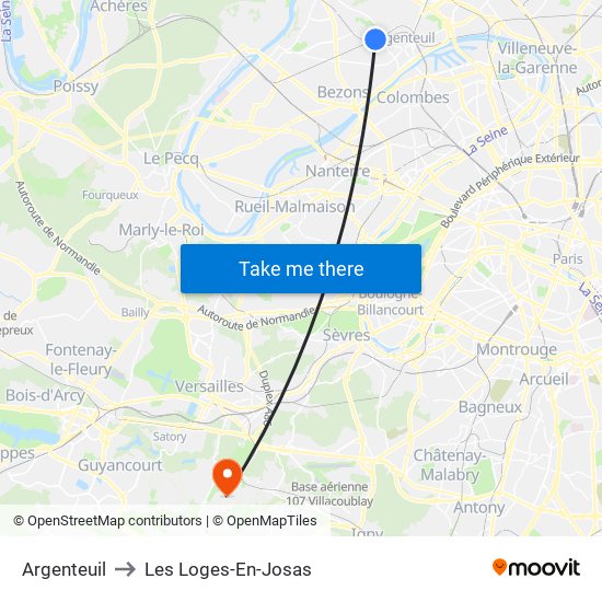 Argenteuil to Les Loges-En-Josas map