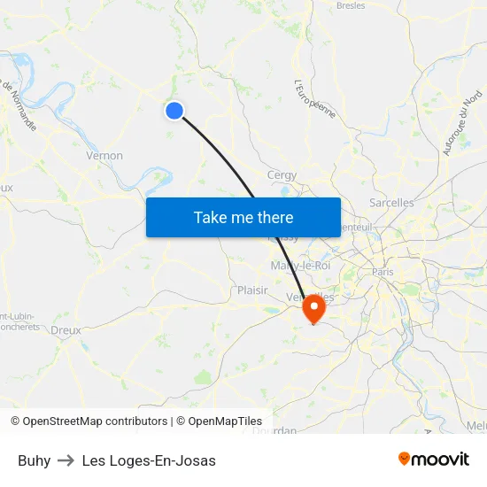 Buhy to Les Loges-En-Josas map