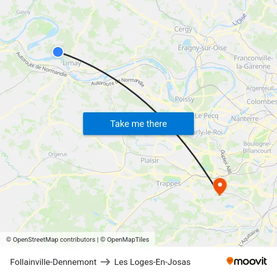 Follainville-Dennemont to Les Loges-En-Josas map