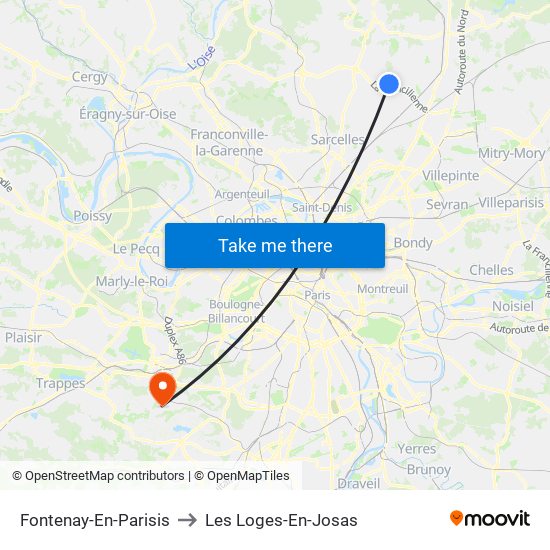 Fontenay-En-Parisis to Les Loges-En-Josas map