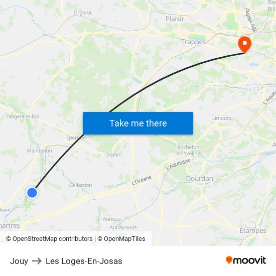 Jouy to Les Loges-En-Josas map