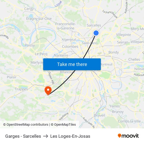 Garges - Sarcelles to Les Loges-En-Josas map