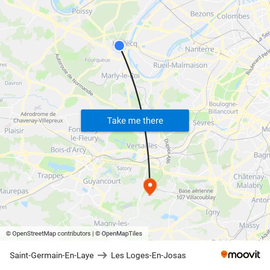 Saint-Germain-En-Laye to Les Loges-En-Josas map