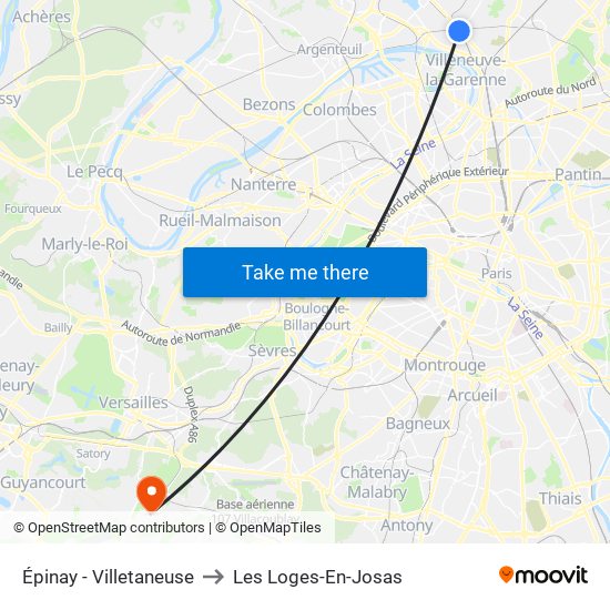 Épinay - Villetaneuse to Les Loges-En-Josas map