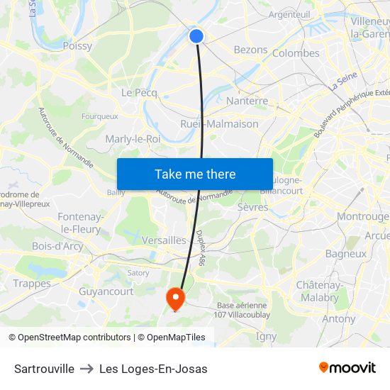 Sartrouville to Les Loges-En-Josas map