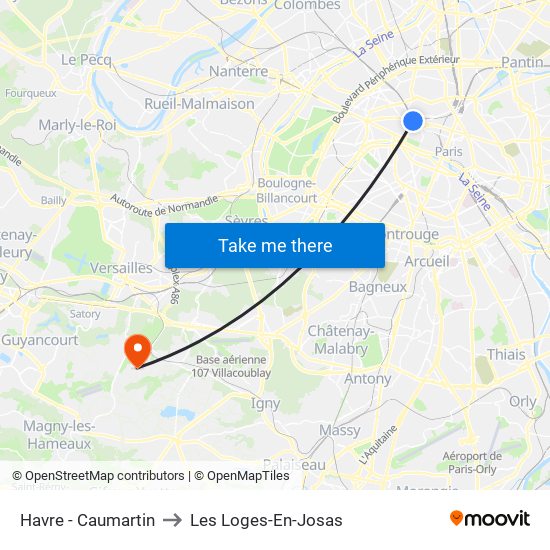 Havre - Caumartin to Les Loges-En-Josas map