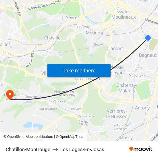 Châtillon-Montrouge to Les Loges-En-Josas map