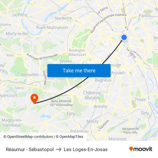 Réaumur - Sébastopol to Les Loges-En-Josas map