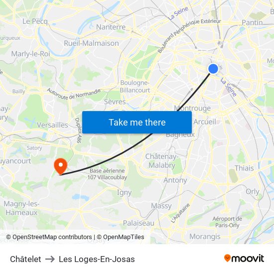 Châtelet to Les Loges-En-Josas map