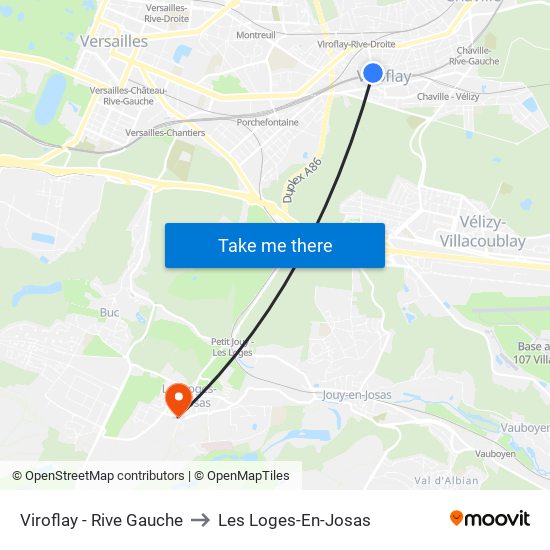 Viroflay - Rive Gauche to Les Loges-En-Josas map