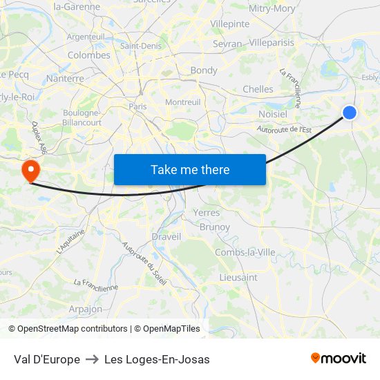 Val D'Europe to Les Loges-En-Josas map