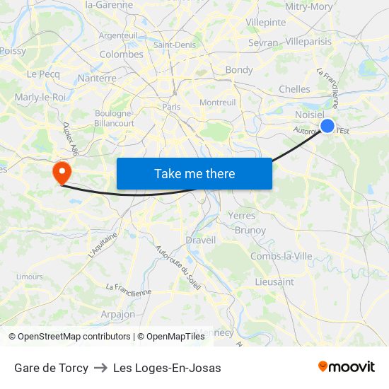 Gare de Torcy to Les Loges-En-Josas map