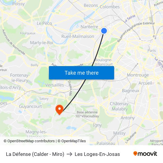 La Défense (Calder - Miro) to Les Loges-En-Josas map