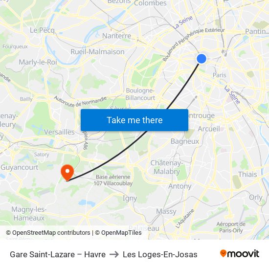 Gare Saint-Lazare – Havre to Les Loges-En-Josas map