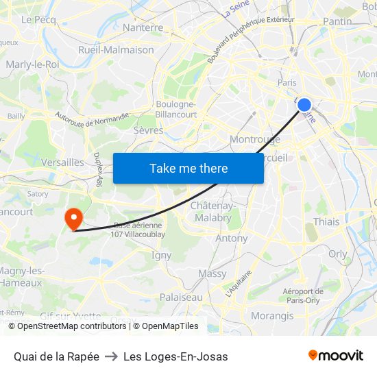 Quai de la Rapée to Les Loges-En-Josas map