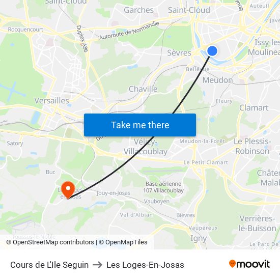 Cours de L'Ile Seguin to Les Loges-En-Josas map