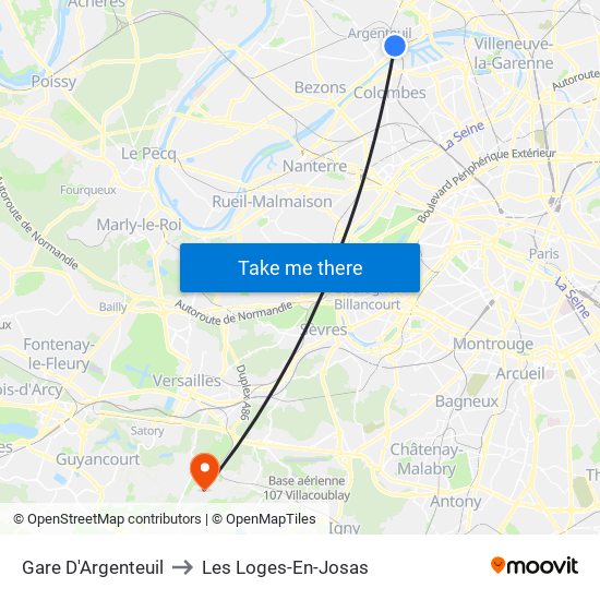 Gare D'Argenteuil to Les Loges-En-Josas map