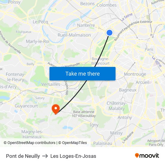 Pont de Neuilly to Les Loges-En-Josas map