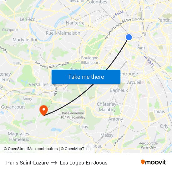 Paris Saint-Lazare to Les Loges-En-Josas map