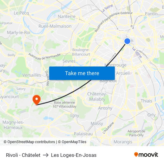 Rivoli - Châtelet to Les Loges-En-Josas map