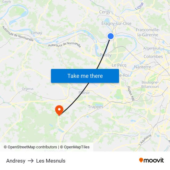 Andresy to Les Mesnuls map