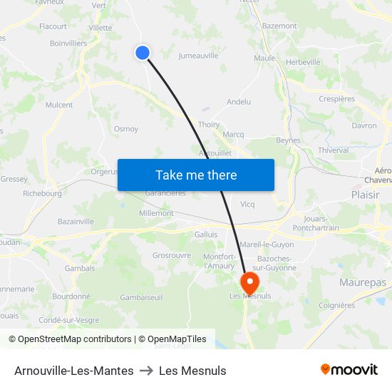 Arnouville-Les-Mantes to Les Mesnuls map