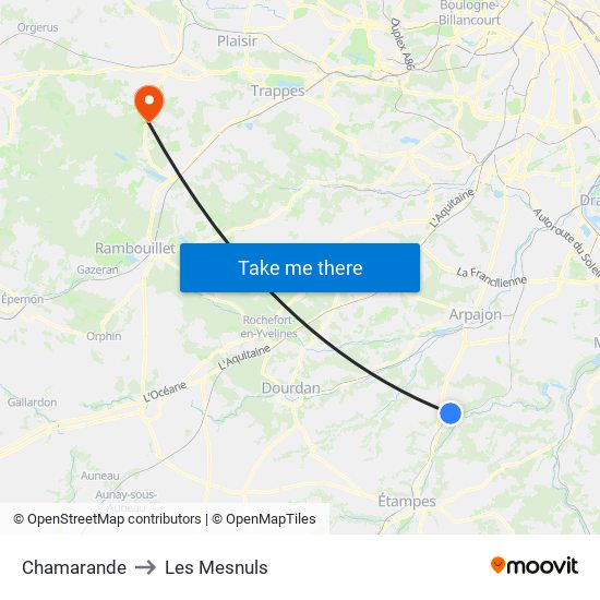 Chamarande to Les Mesnuls map