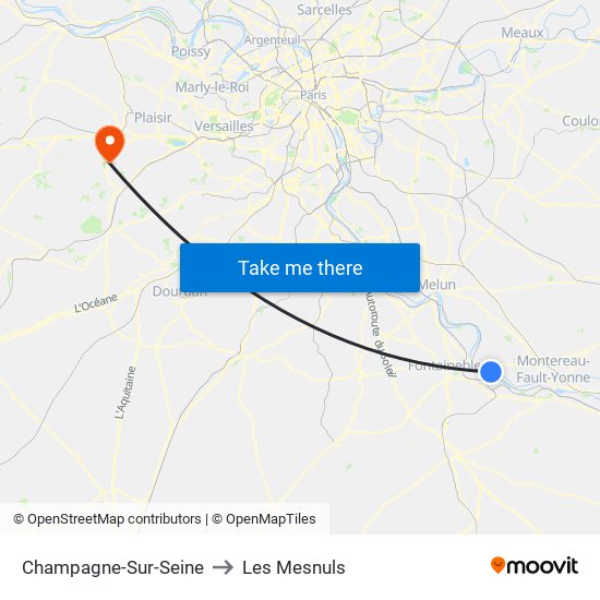 Champagne-Sur-Seine to Les Mesnuls map