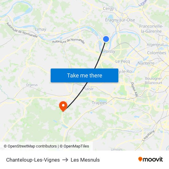 Chanteloup-Les-Vignes to Les Mesnuls map