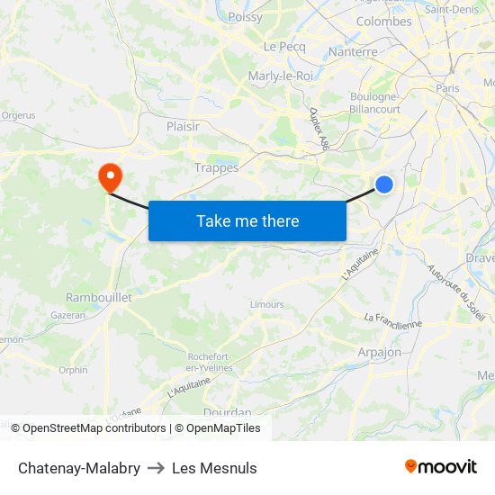 Chatenay-Malabry to Les Mesnuls map