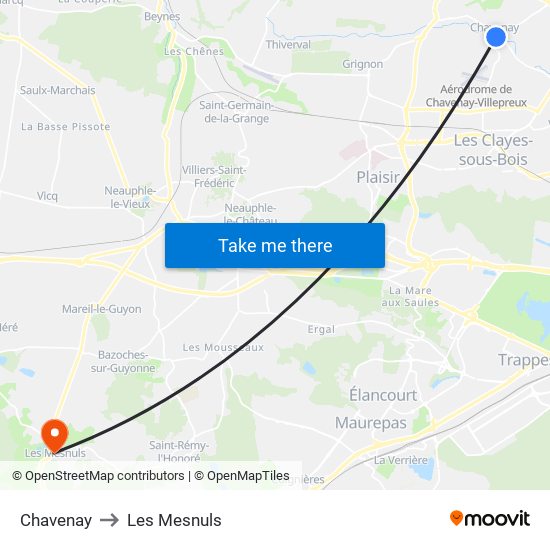 Chavenay to Les Mesnuls map