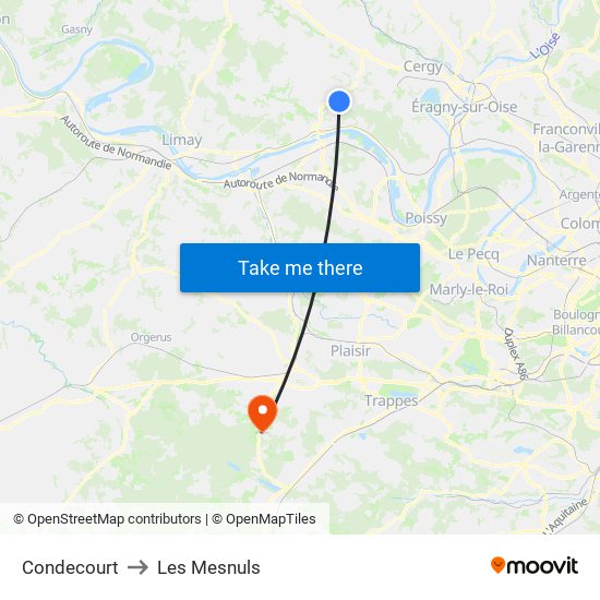 Condecourt to Les Mesnuls map