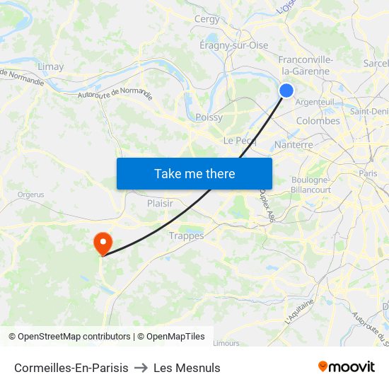 Cormeilles-En-Parisis to Les Mesnuls map