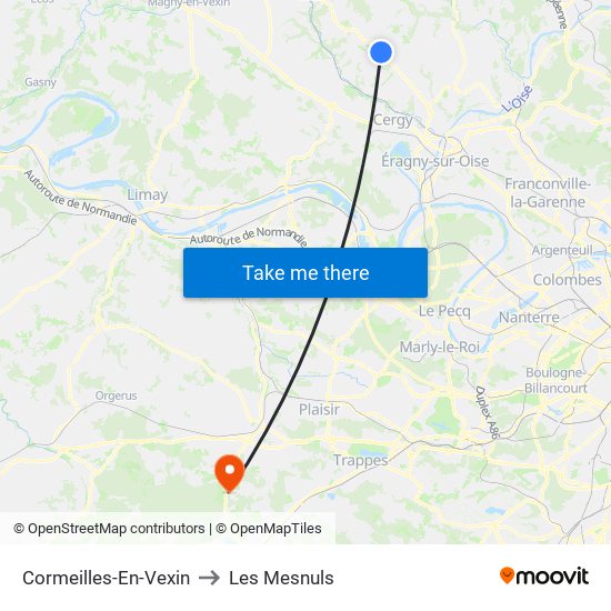 Cormeilles-En-Vexin to Les Mesnuls map