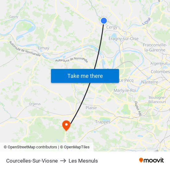 Courcelles-Sur-Viosne to Les Mesnuls map