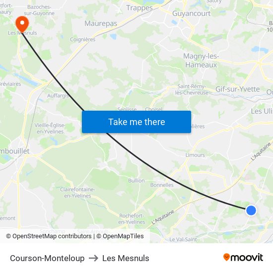 Courson-Monteloup to Les Mesnuls map