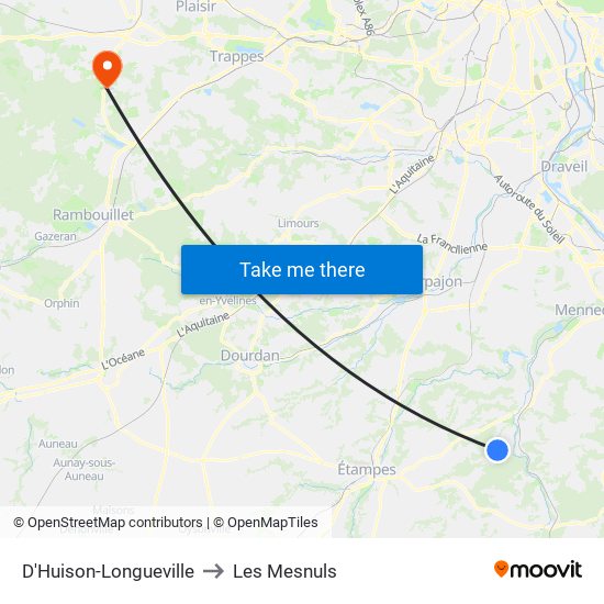 D'Huison-Longueville to Les Mesnuls map