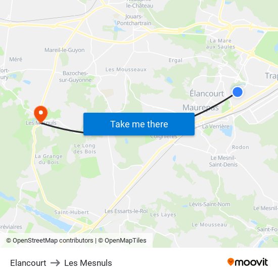 Elancourt to Les Mesnuls map