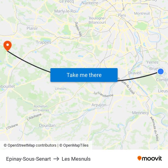 Epinay-Sous-Senart to Les Mesnuls map