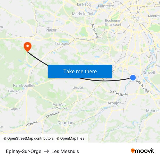 Epinay-Sur-Orge to Les Mesnuls map