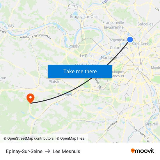 Epinay-Sur-Seine to Les Mesnuls map