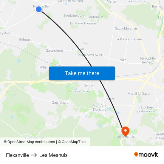 Flexanville to Les Mesnuls map