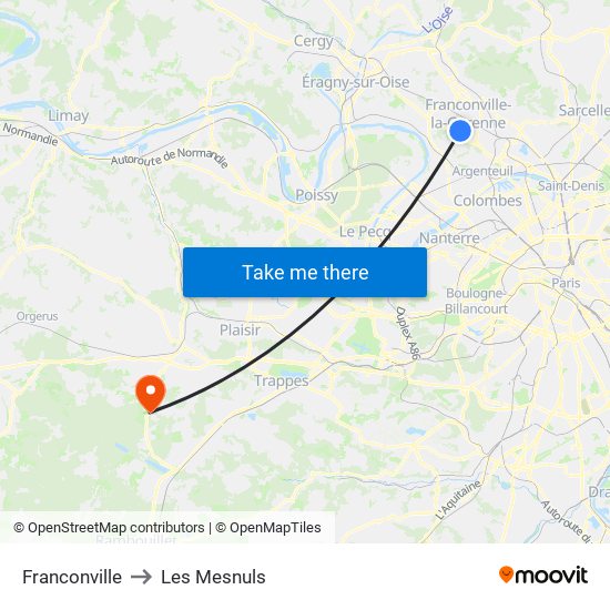 Franconville to Les Mesnuls map