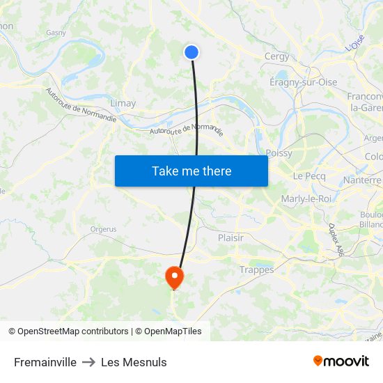 Fremainville to Les Mesnuls map