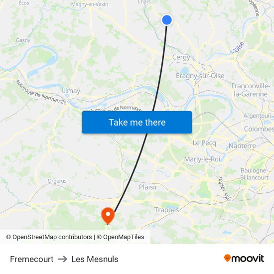 Fremecourt to Les Mesnuls map